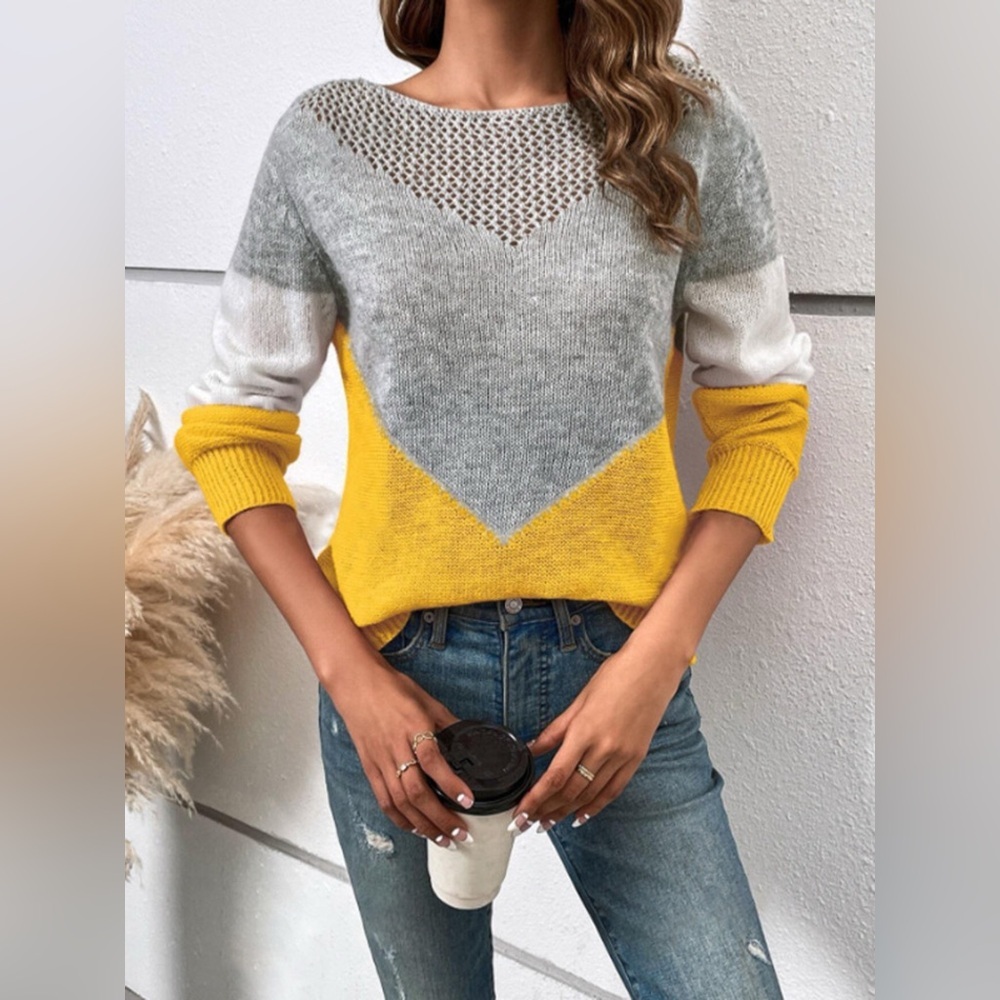 Openwork Color Block Sweater - Picture 7 of 12